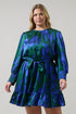 Busbee Floral Sevilla Satin Ruffle Dress Curve